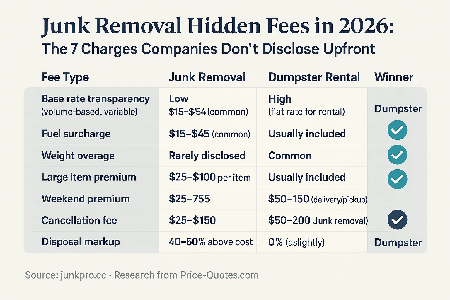 Junk Removal Hidden Fees in 2026: The 7 Charges Companies Don't Disclose Upfront - Data Visualization